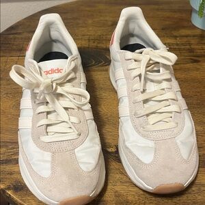 Adidas Women's Cream and White Cloudfoam Sneakers